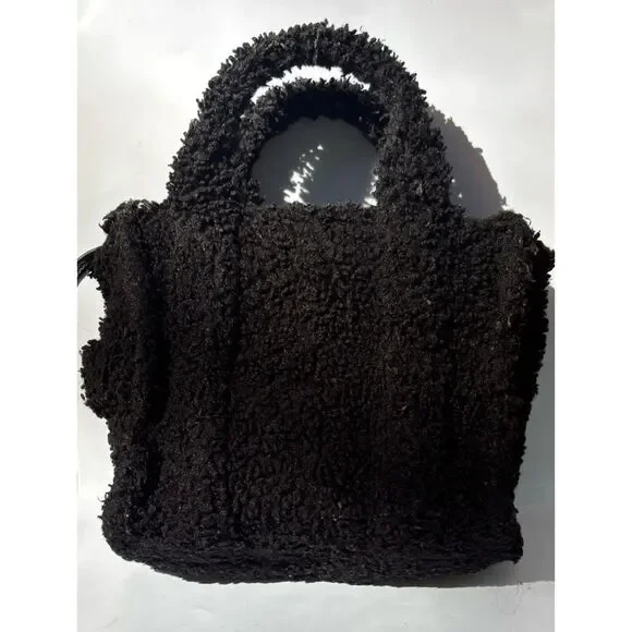 Marc Jacobs Black Sherpa Mini Tote with Logo Patch - Picture 2 of 11